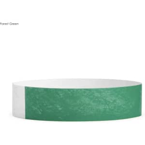 A forest green Tyvek wristband, 19mm wide, featuring a textured design and a white section.
