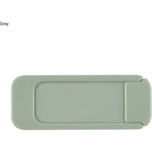 A grey security webcam cover with a sliding design for privacy protection. It features a sleek and minimalist shape.