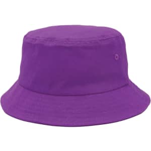 A bucket hat in vibrant purple featuring a simple design and a small logo.