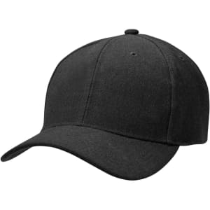 Acrylic cap in solid black with a curved brim and a seamless front panel. Features a logo on the side.