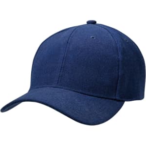 Acrylic cap in navy blue with a rounded crown and a curved brim. Features a logo on the front.