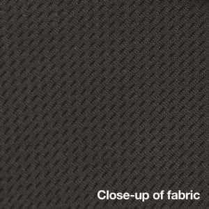 A close-up of a textured fabric in dark grey, showcasing its weave and material detail.