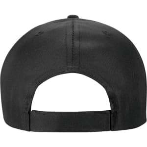 A black polycotton cap featuring a rear adjustable strap and branding on the side.