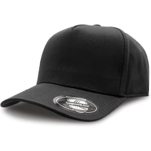 A black A-Frame cap featuring a curved brim and a logo on the side.