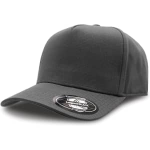A grey cap with a curved brim and a logo on the side, designed for casual wear.