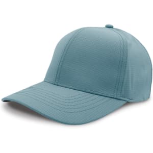 A light blue cap with a textured finish and a curved brim, featuring a logo on the side.