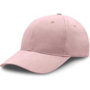 A premium soft cotton cap in a blush pink colour with a curved peak and ventilation eyelets.