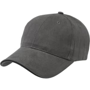 A grey cap with a soft fabric finish, featuring a curved brim and a logo on the front.