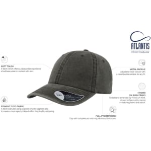 A grey visor featuring a curved brim and adjustable metal buckle, made from soft-touch, pigment-dyed fabric.