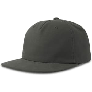 A flat peak cap in a dark green shade with a logo on the front. Suitable for casual wear.