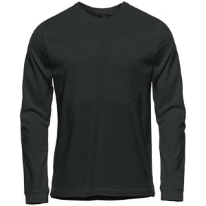 A long sleeve tee in dark green, featuring a classic crew neck and a logo on the front.