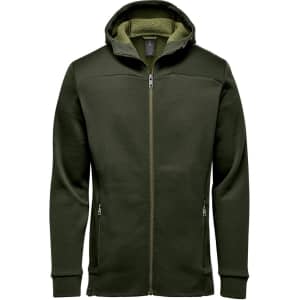A green Men's Antares Performance Hoody featuring a full zip and hood, with a soft inner lining and zippered pockets.