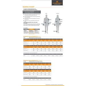 A sizing chart for the Men's Epsilon System Jacket, with measurements and fit guides for men and women.