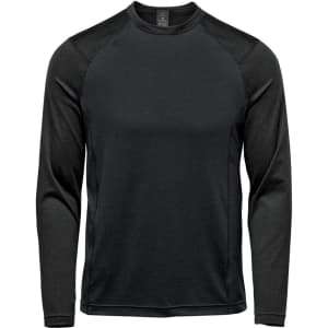 A long-sleeve crew neck shirt in dark green with contrasting sleeves. The shirt features a logo.