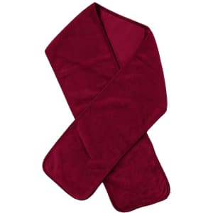 A polar fleece scarf in a deep burgundy colour, featuring a soft texture and finished edges.