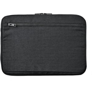 A black laptop sleeve with a zippered compartment, designed for a 14-inch laptop, featuring a sleek, minimalist style.