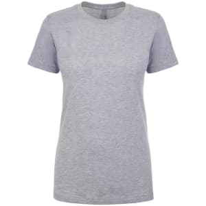 A grey women's boyfriend tee featuring a classic crew neckline and short sleeves. The shirt has a brand logo.