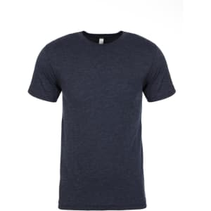 A men's tri-blend crew t-shirt in a dark navy colour, featuring a crew neckline and short sleeves.