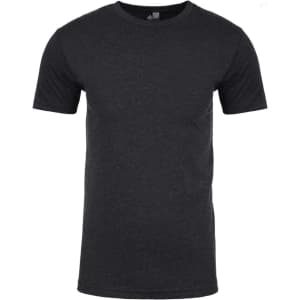 A black CVC crew t-shirt with short sleeves and a round neckline, featuring a logo.