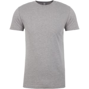 A grey men's CVC crew t-shirt displayed against a plain background, featuring short sleeves and a casual fit.