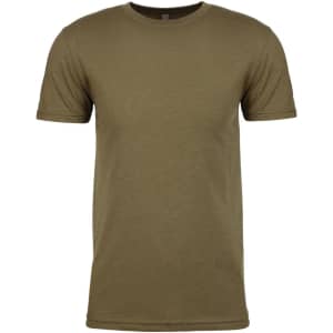 A short-sleeved crew neck t-shirt in olive green, featuring a subtle logo on the chest.