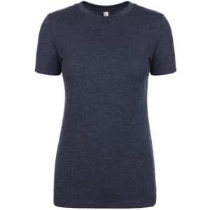 A women's tri-blend crew t-shirt in a dark navy colour with a classic crew neckline and short sleeves.