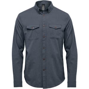 Men's Azores quick dry shirt in a dark green colour, featuring a button-up design and two chest pockets.