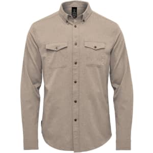 Men's quick-dry shirt in a light beige colour featuring long sleeves, a button-up front, and two chest pockets.