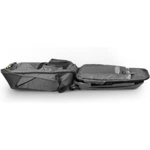 A grey Swissdigital Cosmo 3.0 Backpack with multiple compartments and a padded section for a device.