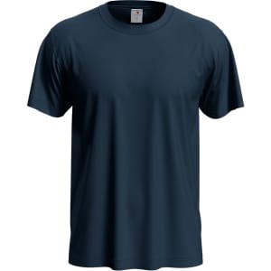 A men's classic T-shirt in a dark navy colour, featuring a crew neck and short sleeves. Includes a logo.