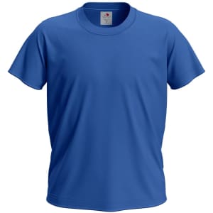 A blue Junior Classic T shirt featuring a round neck and short sleeves. The shirt has a logo on the tag.