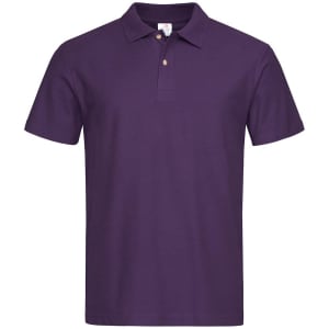 A purple heavyweight polo shirt with a classic collar and a logo on the chest.