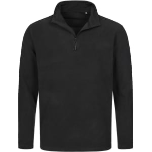 A black men's active fleece half-zip jumper featuring a stand-up collar and long sleeves. It includes a small logo.