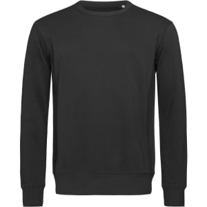 A black men's active sweatshirt with a crew neckline and long sleeves, featuring a simple design and a logo.