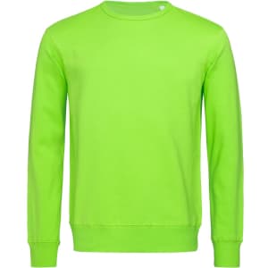 A vibrant green men's active sweatshirt with long sleeves and a crew neckline, featuring a logo.
