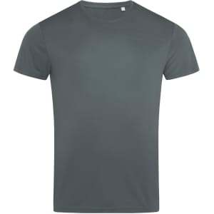 A men's active sports T-shirt in a solid, muted green colour. The shirt features short sleeves and a fit design.