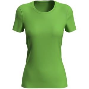 A women's active sports t-shirt in vibrant green, featuring a fitted design and short sleeves.
