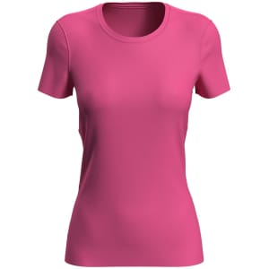 A women's active sports T-shirt in vibrant pink, featuring a classic crew neck and short sleeves.