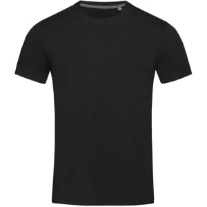 A black Men's Clive Crew Neck T-shirt displayed flat. It features short sleeves and a crew neckline.