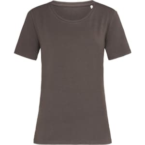 A women's crew neck t-shirt in olive green, featuring short sleeves and a casual fit. Includes a logo.