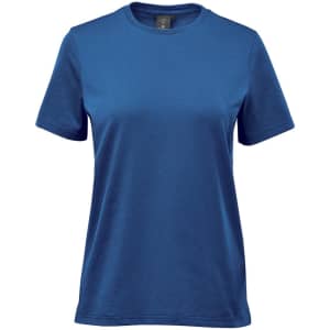 A women's Settebello tee in a vibrant blue colour, featuring a crew neck and short sleeves. The tee has a logo.