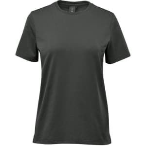 A women's dark green Settebello T-shirt with short sleeves and a round neckline. It features a logo on the label.