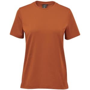 A women's short-sleeve t-shirt in a warm orange colour. The tee features a simple design with a logo.