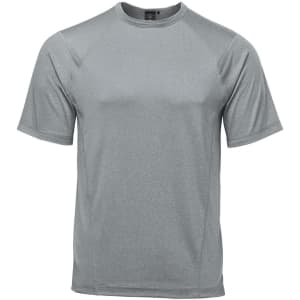 A grey men's short-sleeve T-shirt made from H2X-Dry fabric, featuring a logo on the front.