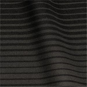 A close-up of a textured fabric in dark olive with subtle stripes, suitable for a men's polo shirt.