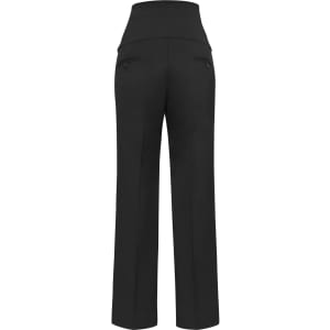A pair of black women's cool stretch maternity pants featuring a high waistband and back pockets.