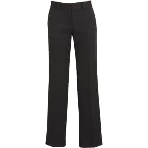 A pair of black women's hipster fit pants, featuring a sleek, tailored design and subtle waistband detail.