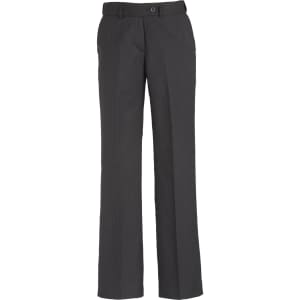 Womens cool stretch adjustable waist pant in dark grey with a classic straight leg design and subtle branding.
