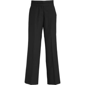Womens Piped Band Pant in black, featuring a tailored design and a flat front. Includes a logo on the waistband.