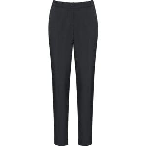 Women’s ultra-comfort waist pants in dark grey, featuring a fitted design and elastic waistband. Includes a logo.